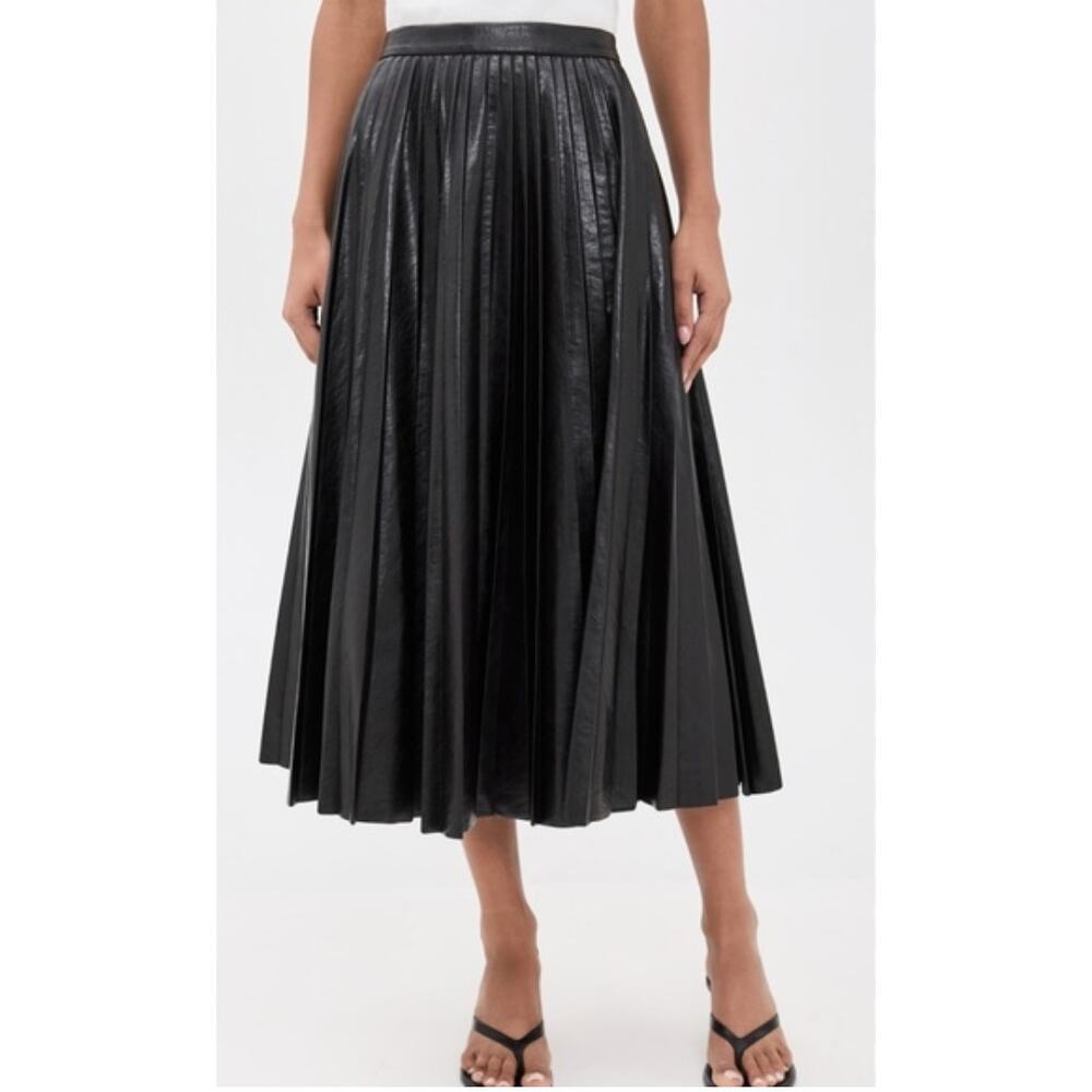 J Crew Black Pleated Midi Skirt Sz 4 Elegant Classic Feminine Capsule Wardrobe